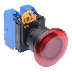 YW1L-A4E20Q0R Red 22mm Mushroom Maintained Push Button Switch 2NO IP65 IDEC