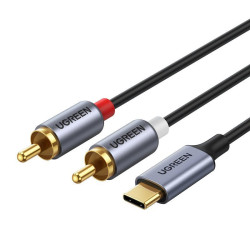 Kabel audio USB-C 2xRCA 1,5m UGREEN CM451 20193, Wtyk USB-C, 2xWtyk R