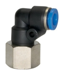 Złączka pneumatyczna wtykowa kątowa R 1/8 GW do węża fi 6 mm, tworzywo sztuczne