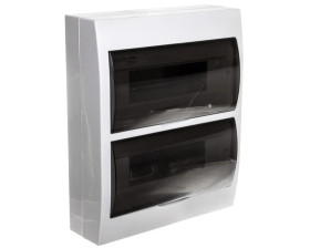 Rozdzielnica modułowa tworzywo 2x12 natynkowa IP40 IK06 N+PE II klasa drzwi transparentne szare DB212S 2X12P/SMD biały 3835