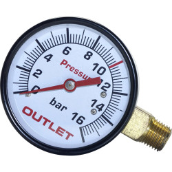 Aerotec 9052069 Manometer Connector 63mm 16 Bar Vertical 1/4&quot; AG