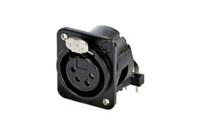 Panel socket, 4 pole, silver-plated, zinc die casting, NC4FDM3-H-BAG-1