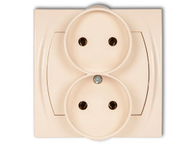 LOGO Gniazdo podwójne do ramki poziomej bez uziemienia (bez przesłon torów prądowych) beżowy 1LGPR-2 KARLIK