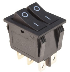 Przełącznik podwójny KCD6 230V czarny 2pozycje