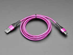 Adafruit Pink and Purple Woven USB A to USB C Cable - 1 meter long