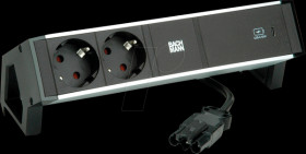 937.303 DESK2 ALU BLACK 2x protective cap USBC, USB Charger 60W 0.2m