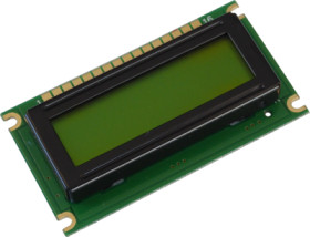 Alphanumeric display, 1 x 8 character, STN yellow/green, viewing area: 44 x 13 mm, DEM 08171 SYH-LY