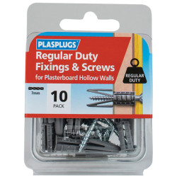 Plasplugs HWRS010 Regular-Duty Fixings &amp; Screws Pack of 10