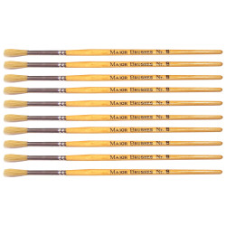 Major Brushes Hog Bristle Short Hand Round Tip Size 8 - Pack of 10
