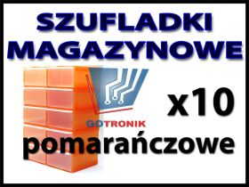 POMARAŃCZOWE szufladki warsztatowe magazynowe 10 sztuk