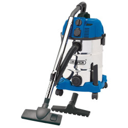 Draper 20529 30L Wet &amp; Dry Vacuum Cleaner S/Steel Tank &amp; 230V Power Socket 1300W