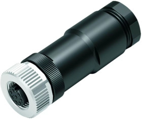 Jack, M12, 4 pole, screw connection, screw locking, straight, 99 0430 186 04