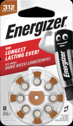 E301431801 Pack of 8 zinc air button cell, 7,9x3,6 mm