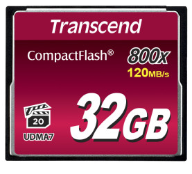 Karta pamięci flash CompactFlash, 32 GB, Transcend MLC -25 → +85°C 800x
