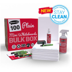 Show-me A4 Plain Drywipe Boards - Bulk box of 100 sets