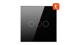 Dotykowy Włącznik Światła Wifi Avatto Ts02-Eu-B3 Potrójny Tuya (Czarny)