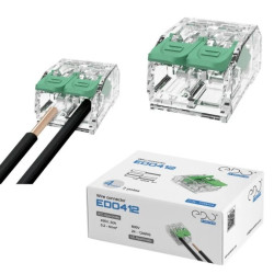 Szybkozłączka instalacyjna z dźwignią do wszystkich rodzajów przewodów maks. 4mm² 2-przew. EDO412 100 szt.