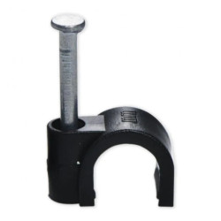 Uchwyt kablowy okrągły z gwoździem FLOP 5mm czarny 100 sztuk