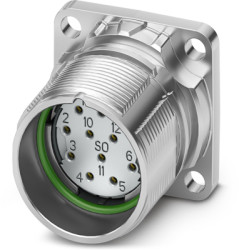 Surface mount socket, M23, 12 pole, solder connection, standard/ONECLICK quick locking system, straight, 1339333