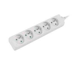 Przedłużacz 5-gniazda z/u 1,5m /H05VV-F 3G1/ biały LANBERG