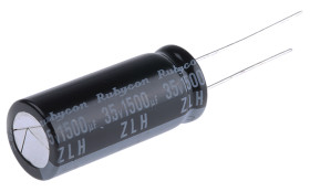 Kondensator 1500μF 35V dc Radialny, Otwór przelotowy Rubycon roztaw: 5mm 12.5 (Dia.) x 30mm