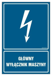 ZNAK - HG052 Główny wyłącznik maszyny 70 x 105 cm FN - Folia samoprzylepna