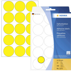 Herma 2271 Sticky dots Ø 32mm Yellow 480 pc(s) Permanent adhesive Paper