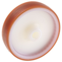 Kółko do wózka, Lite, Poliuretan, Brązowy, Biały, obc.: 230kg, śred.: 125mm, szer.: 30mm