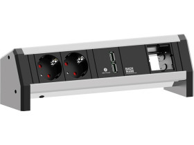 DESK1 listwa zasilająca 4M, 2x 230V(schuko) + 1x ładowarka USB-A podwójna + 1