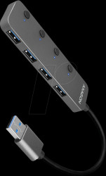 HUE-MSA USB 3.0, 4-port hub, 4xA USB-A cable, switch, 20 cm