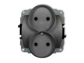 TREND Gniazdo podwójne bez uziemienia do ramki poziomej (przesłony torów prądowych) grafitowy 11GPR-2p KARLIK