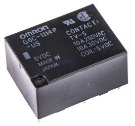 Przekaźnik mocy 5V dc SPST Omron, montaż PCB 125Ω Otwór przezierny