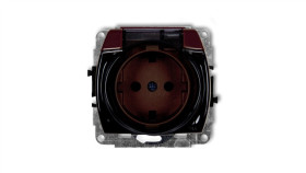 Trend Gniazdo Bryzgoszczelne Z/U Schuko (Klapka Dymna) Brązowy 4Gpb-1Sdp