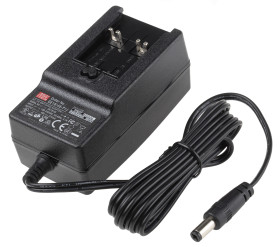 Adapter AC/DC Uwy 48V dc Iwy 375mA Złącze 2,1 x 5,5 x 11 mm, biegun dodatni w środku 18W, typ wtyczki: Wtyk