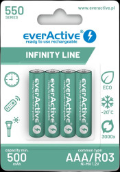 Akumulatorki AAA / R03 Ni-MH everActive 550mAh Infinity Line 3000 cykli (blister 4 szt.)