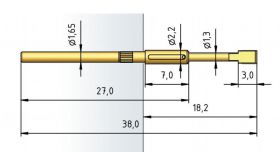 Igła testowa 2053-Y1-1.5N-AU-2.0X0.58, raster 2,54 (100 mil)
