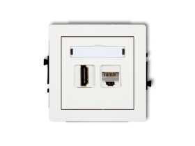 DECO Gniazdo HDMI 2.0 + gniazdo komputerowe 1xRJ45 kat.5e 8-stykowy biały DGHK KARLIK