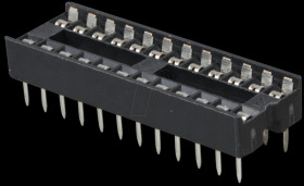 IC socket, 24-pin, dual spring contacts, narrow