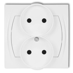 LOGO Gniazdo podwójne 2x(2P) z przesłonami biały LGPR-2p