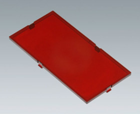 Front plate, PC, (W x H) 84 x 42 mm, red/transparent, B6804300