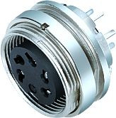 Panel socket, 5 pole, THT, screw locking, straight, 09 0316 99 05