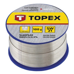 Lut cynowy 60% Sn, drut 1,5 mm, 100 g - Topex 44E532