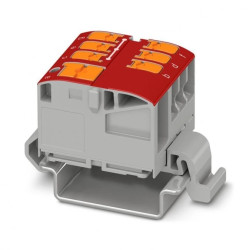 Blok rozdzielczy PTVFIX 6/6X2,5-NS35A RD, czerwone złącze przemysłowe - 6 punktów przyłączeniowych o przekroju 2,5mm2