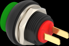 Pushbutton, 1 pole, green, unlit , 0.12 A/125 VAC, 0.2 A/50 VDC, 13.6 mm, IP68, 1-2329328-4