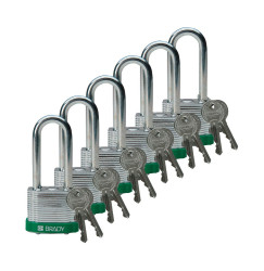 Kłódka LOTO stalowa, laminowana, szekla 51 mm, zielona (6 szt.), 814108
