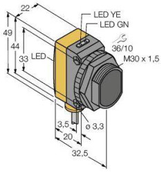 Czujnik dyfuzyjny Turck QS30FF200 W/30 3073205 1 szt.