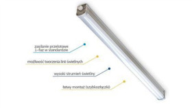 Hemi Led Pro Szary Oprawa Liniowa Hermetyczna Led 32W 840 4000K 3800Lm 1200Mm...