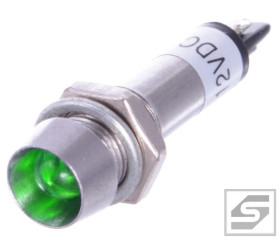 Kontrolka LED IND8-24G-B;24VDC;IP40 wklęsła;metal;zielony;otw.m. 8.2mm