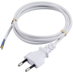 Sygonix SY-6329436 Mains Cable 1.50 m white straight plug/open end