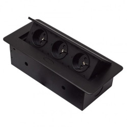 Gniazdo blatowe 3-krotne z pokrywą uchylną czarne GB3PL-BLACK